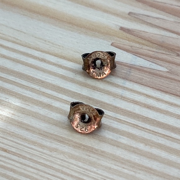 Tiny dainty .925 Sterling silver swimming dolphin studs pair earrings tarnished - Picture 5 of 6